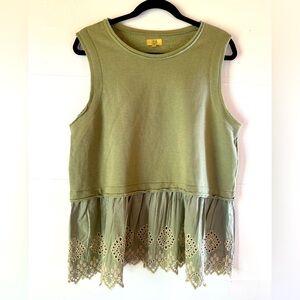 Women’s XL eyelet beach pool concert cottagecore Prairie fairy sweatshirt tank